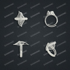 Jewelry set Filigree Ring White Wax Casting Resin 3D Printing Service  FST-16-R