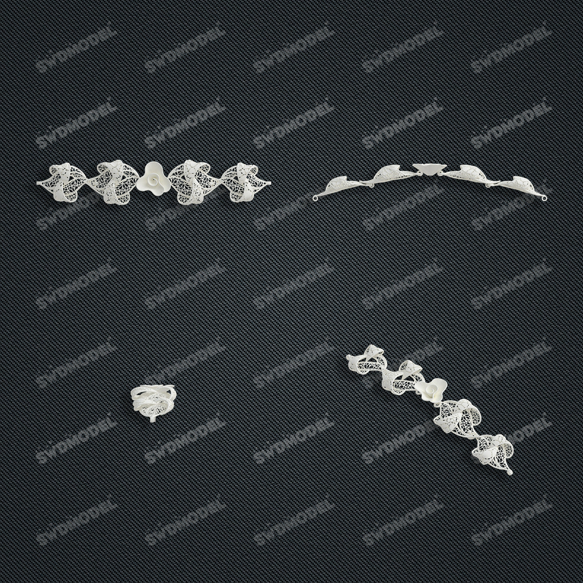Jewelry set Filigree Bracelet White Wax Casting Resin 3D Printing Service   FST-17-B