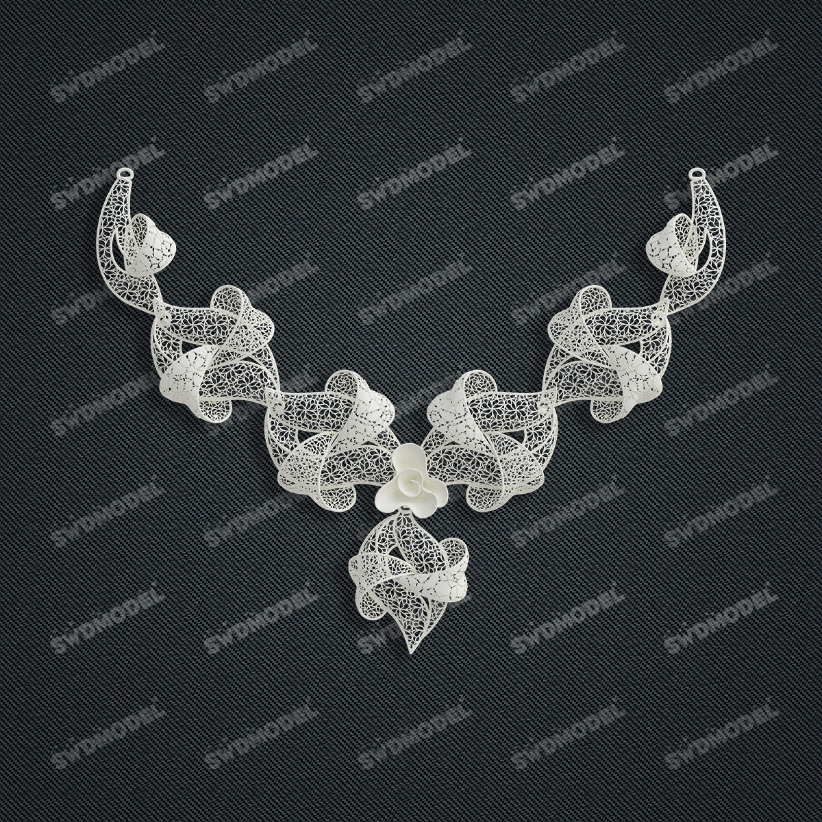 Jewelry set Filigree Necklace White Wax Casting Resin 3D Printing Service  FST-17-N