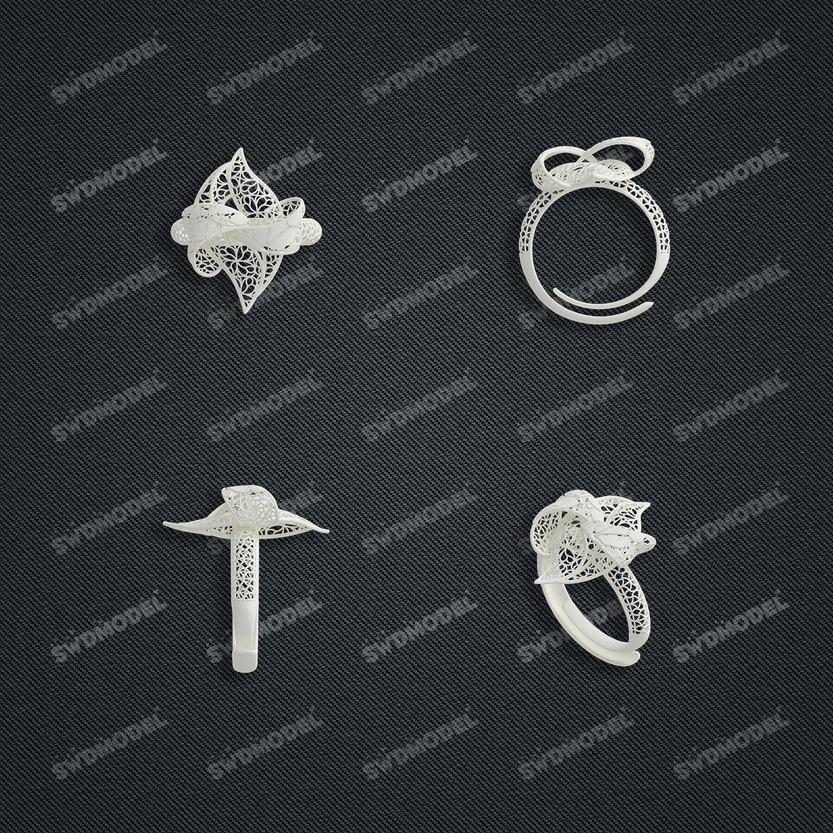 Jewelry set Filigree Ring White Wax Casting Resin 3D Printing Service  FST-17-R