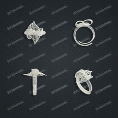 Jewelry set Filigree Ring White Wax Casting Resin 3D Printing Service  FST-17-R