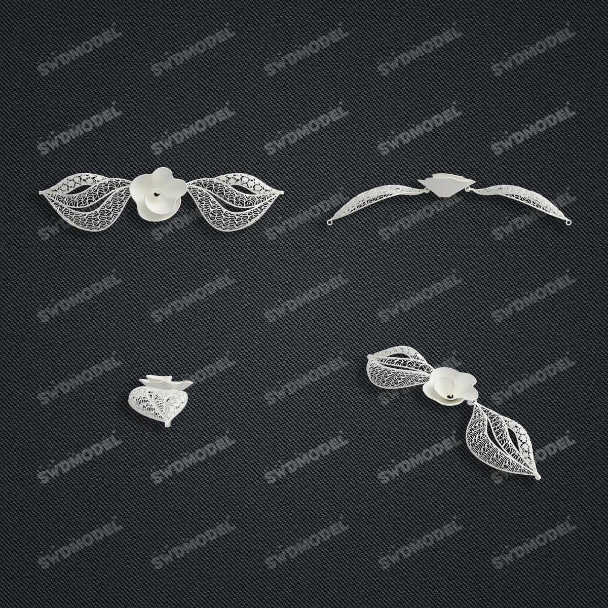 Jewelry set Filigree Bracelet White Wax Casting Resin 3D Printing Service   FST-18-B