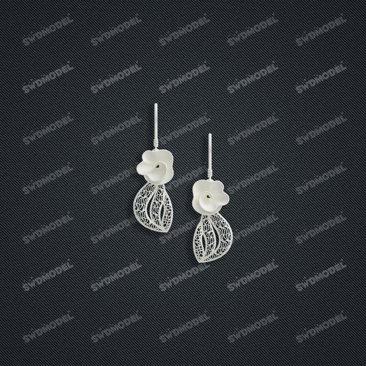 Jewelry set Filigree Earrings White Wax Casting Resin 3D Printing Service   FST-18-E