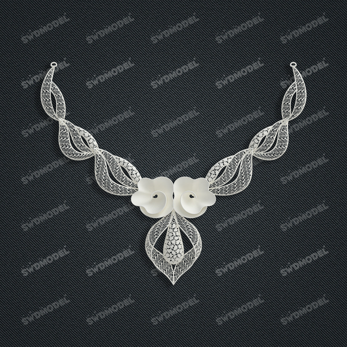 Jewelry set Filigree Necklace White Wax Casting Resin 3D Printing Service  FST-18-N