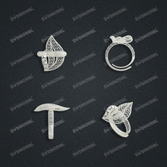 Jewelry set Filigree Ring White Wax Casting Resin 3D Printing Service  FST-18-R
