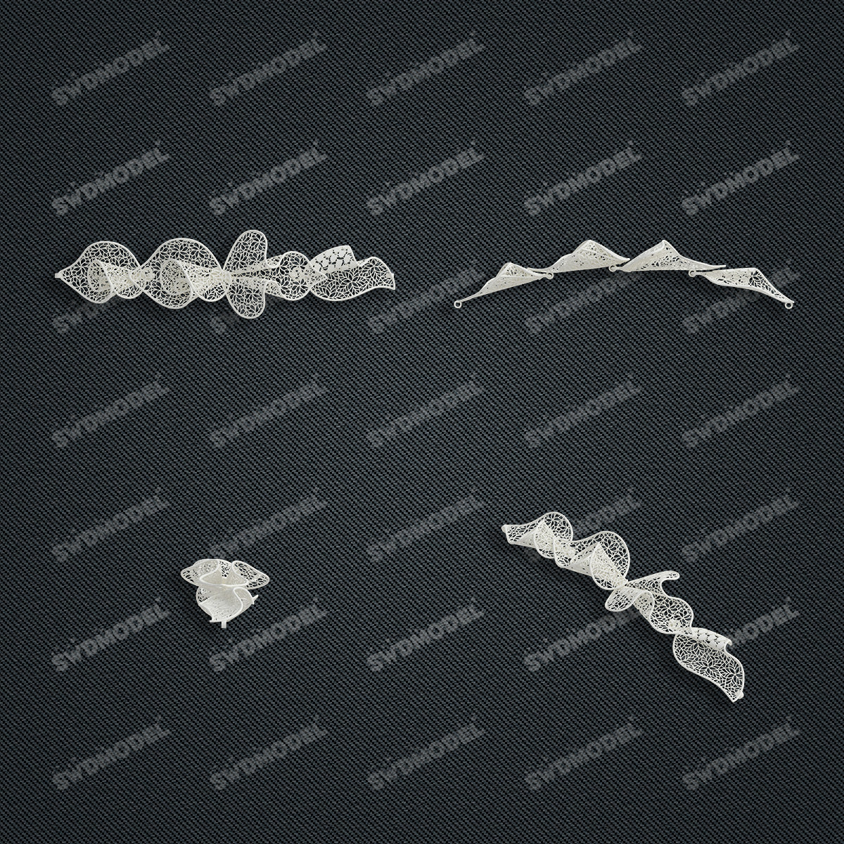 Jewelry set Filigree Bracelet White Wax Casting Resin 3D Printing Service   FST-19-B