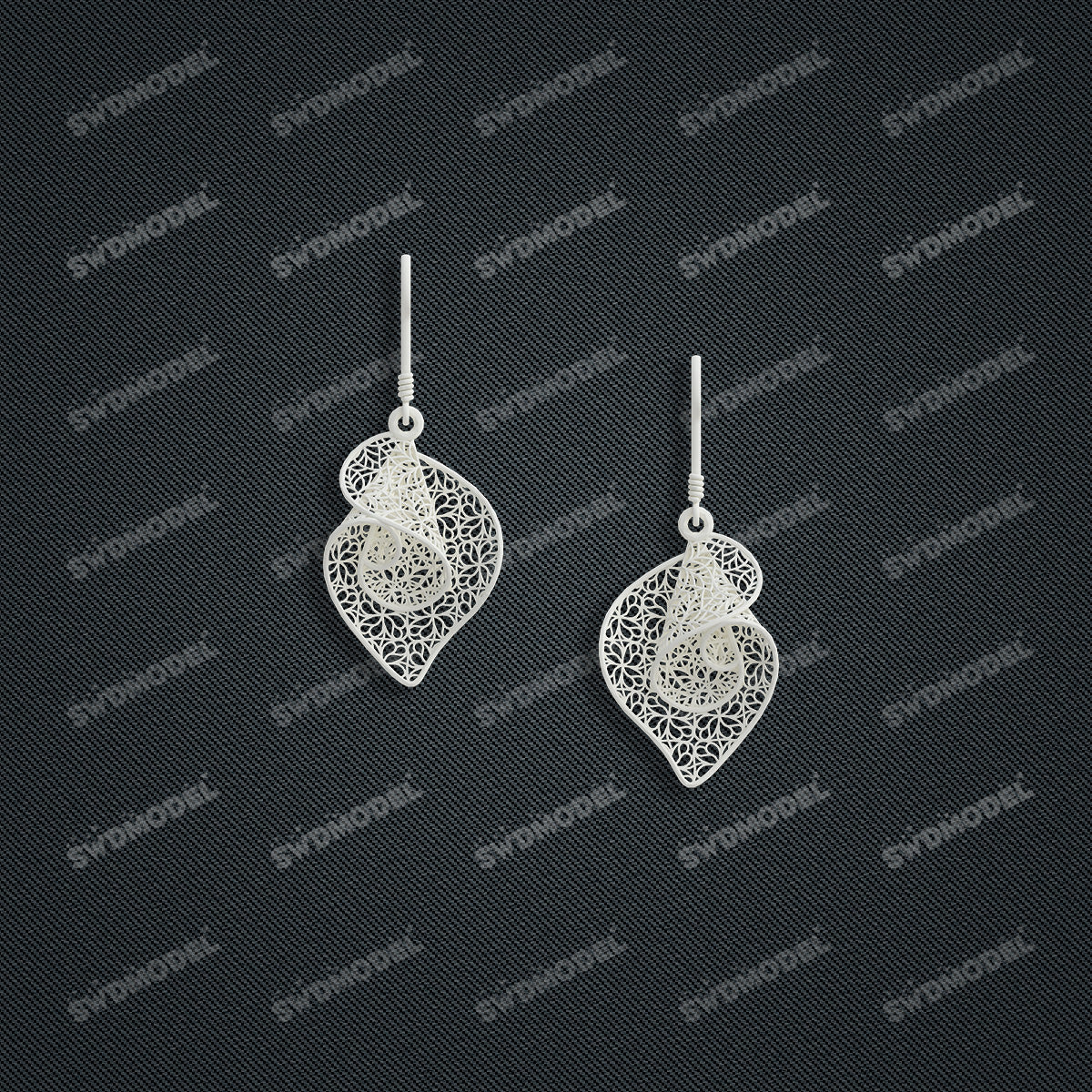Jewelry set Filigree Earrings White Wax Casting Resin 3D Printing Service   FST-19-E