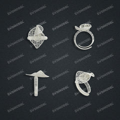 Jewelry set Filigree Ring White Wax Casting Resin 3D Printing Service  FST-19-R