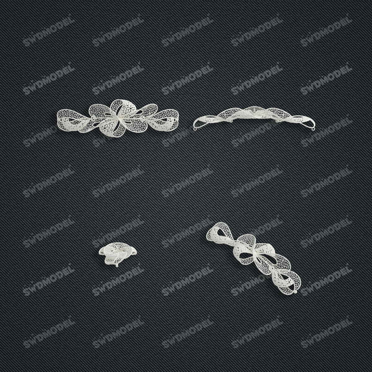 Jewelry set Filigree Bracelet White Wax Casting Resin 3D Printing Service   FZT-01-B