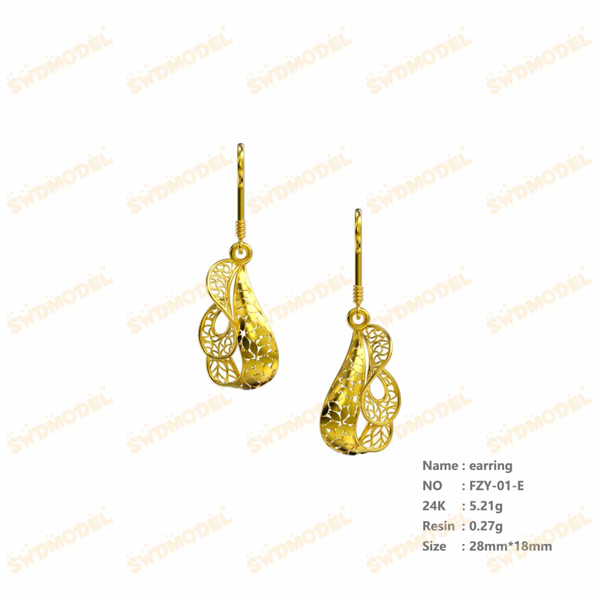 Jewelry set Filigree Earrings White Wax Casting Resin 3D Printing Service   FZY-01-E