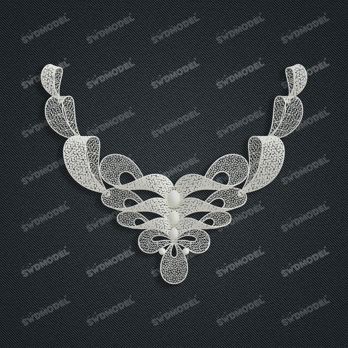 Jewelry set Filigree Necklace White Wax Casting Resin 3D Printing Service  FZY-01-N