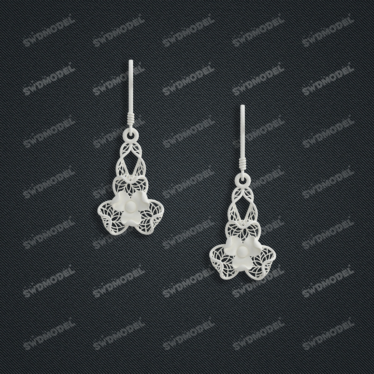 Jewelry set Filigree Earrings White Wax Casting Resin 3D Printing Service   FZY-02-E