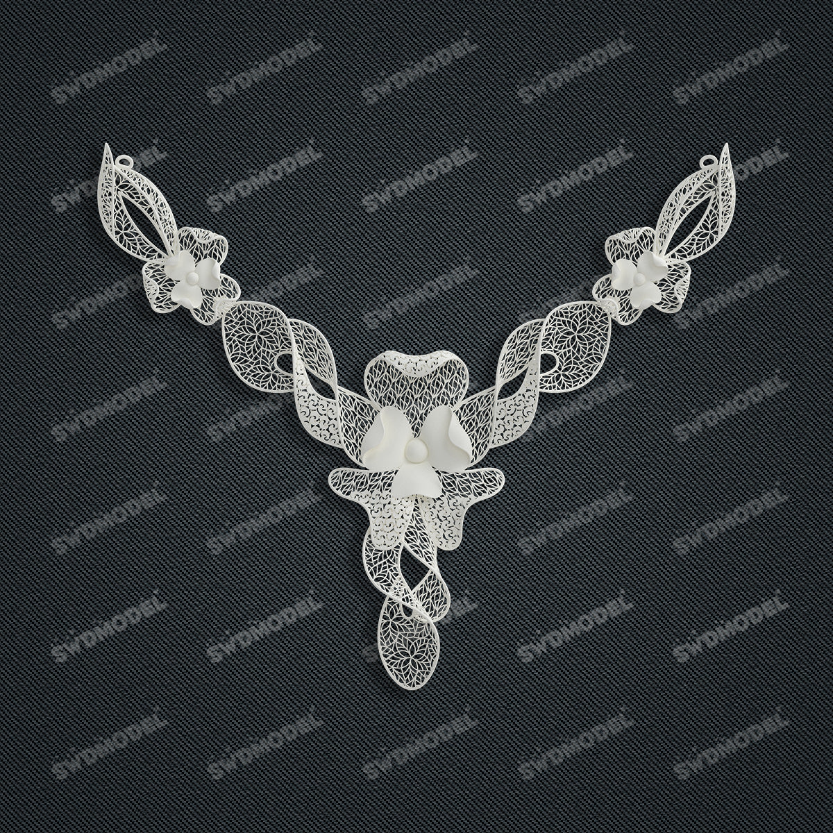 Jewelry set Filigree Necklace White Wax Casting Resin 3D Printing Service  FZY-02-N