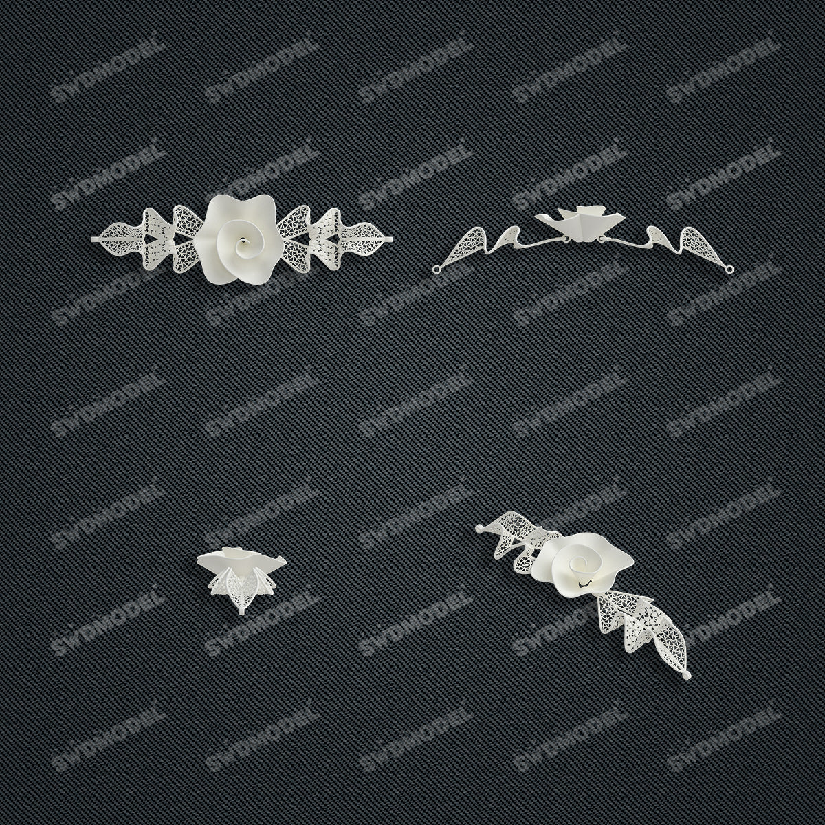 Jewelry set Filigree Bracelet White Wax Casting Resin 3D Printing Service   FZT-03-B