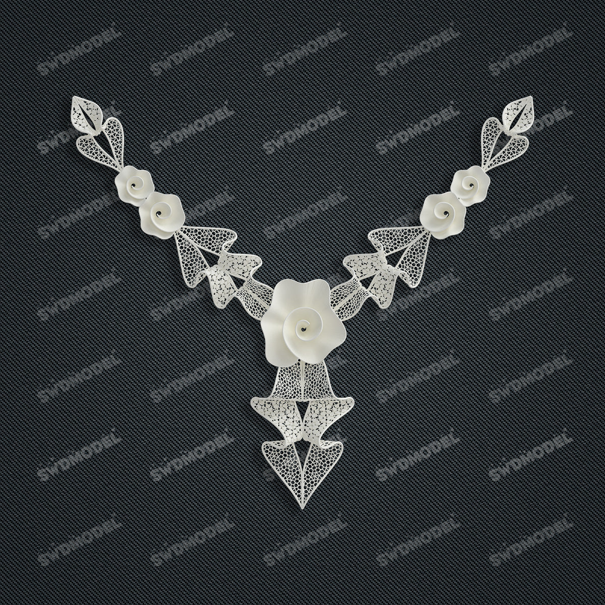 Jewelry set Filigree Necklace White Wax Casting Resin 3D Printing Service  FZY-03-N