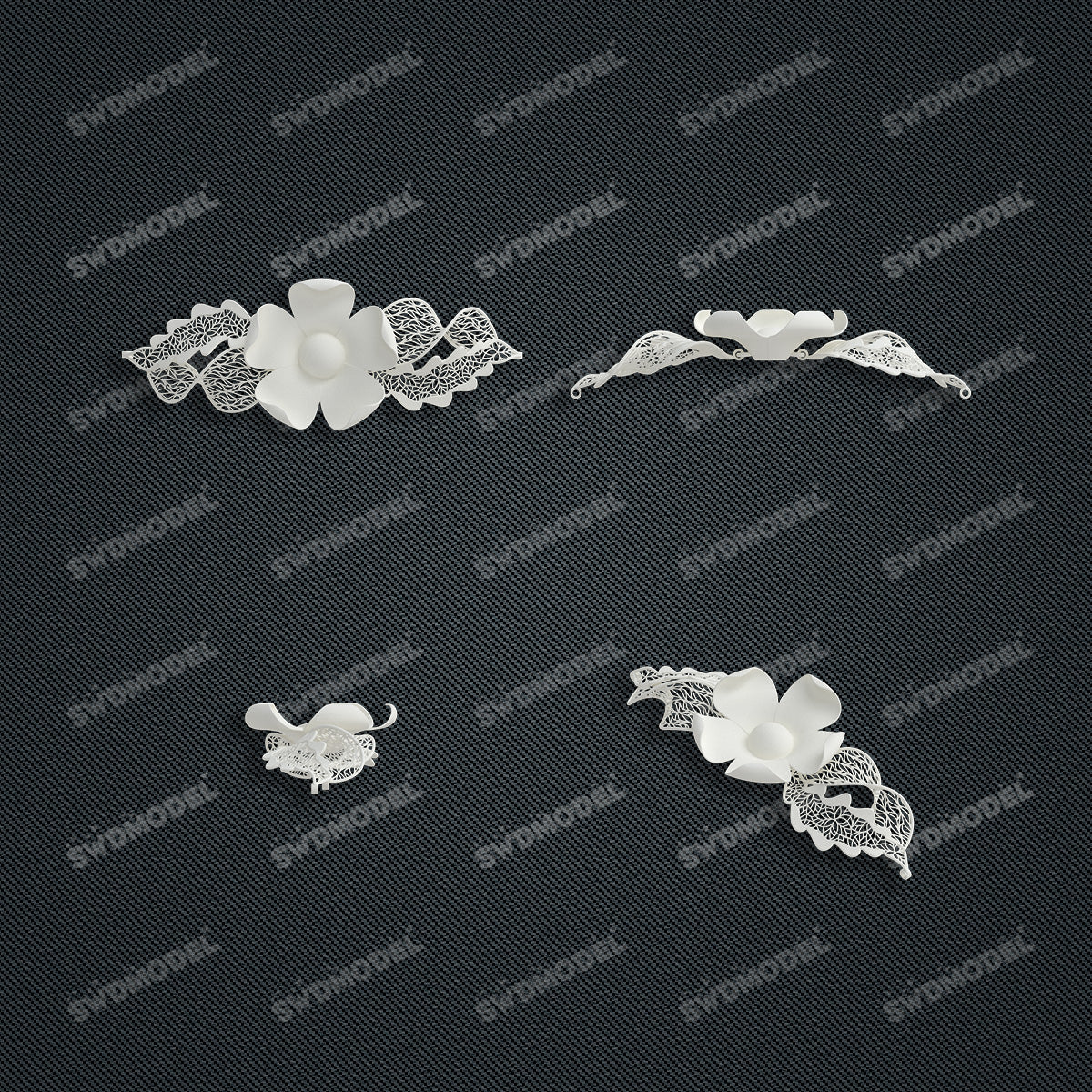 Jewelry set Filigree Bracelet White Wax Casting Resin 3D Printing Service   FZT-04-B