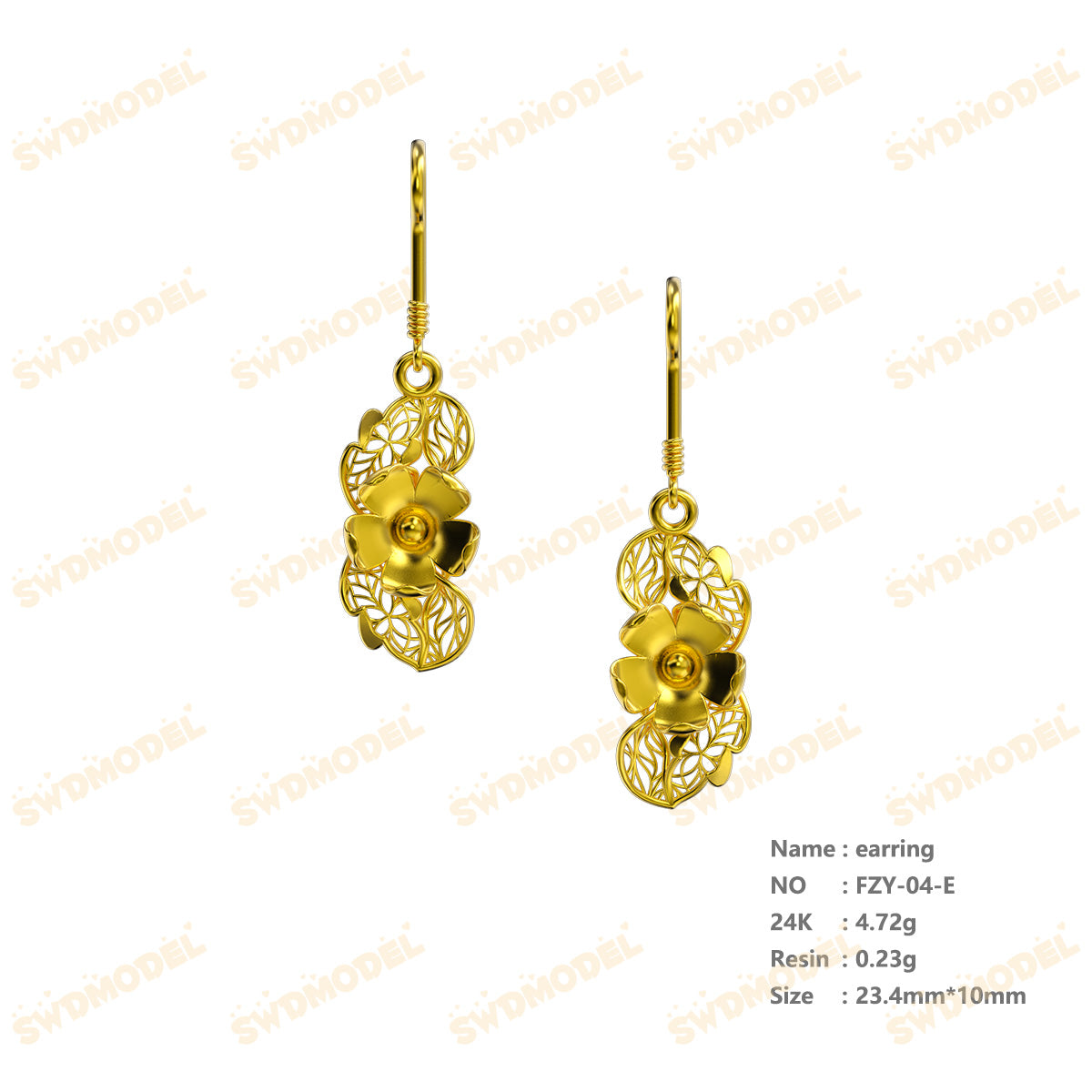 Jewelry set Filigree Earrings White Wax Casting Resin 3D Printing Service   FZY-04-E