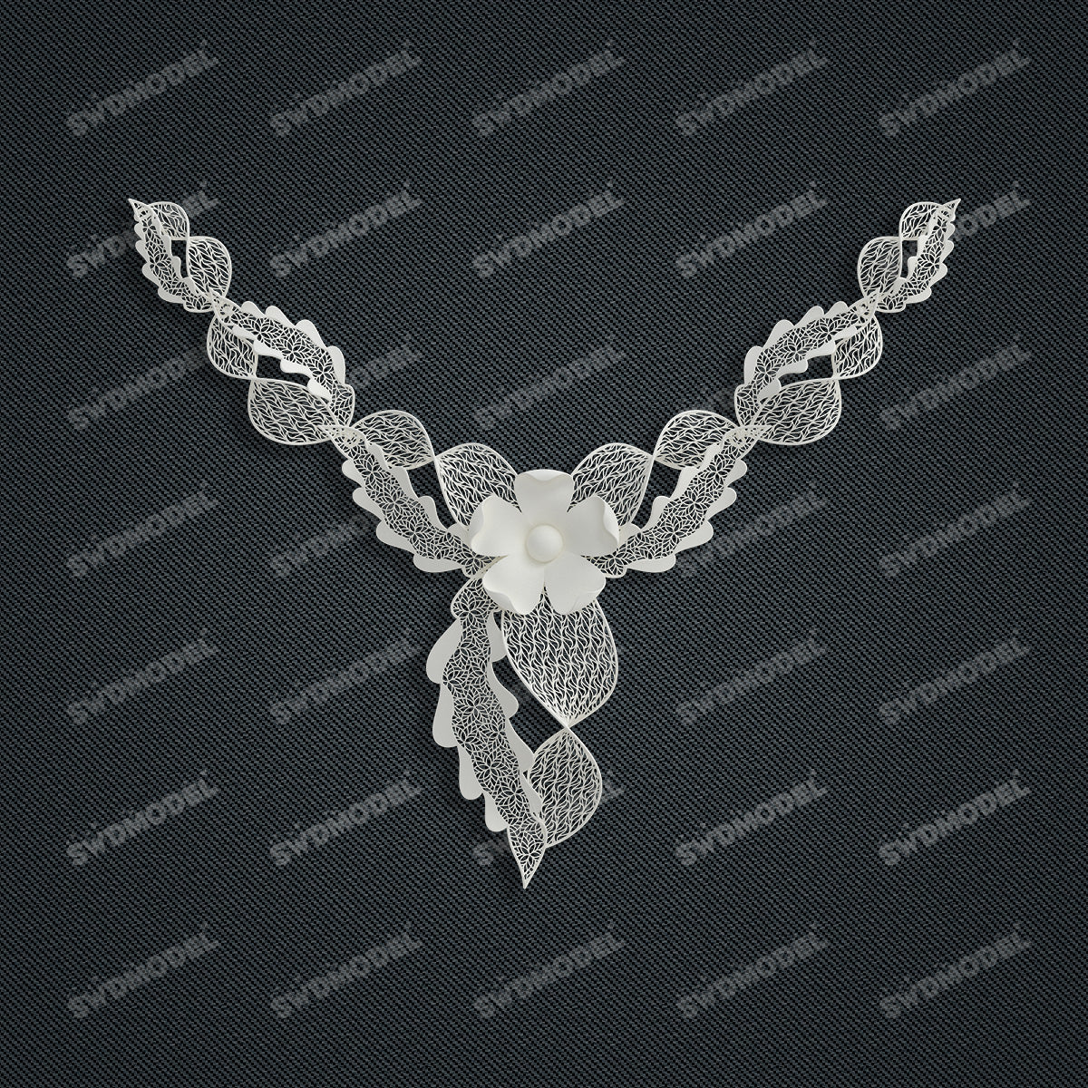 Jewelry set Filigree Necklace White Wax Casting Resin 3D Printing Service  FZY-04-N