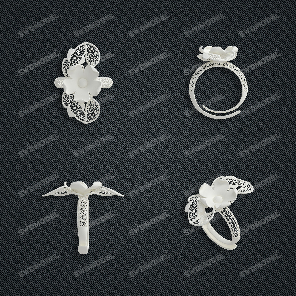 Jewelry set Filigree Ring White Wax Casting Resin 3D Printing Service  FZY-04-R