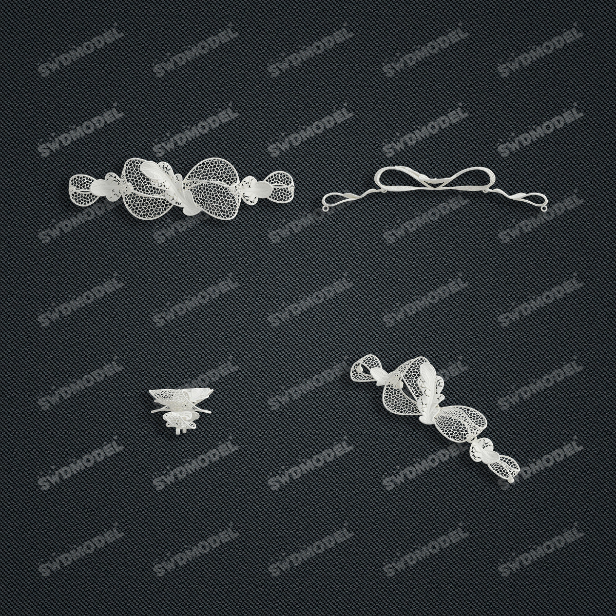 Jewelry set Filigree Bracelet White Wax Casting Resin 3D Printing Service   FZT-05-B
