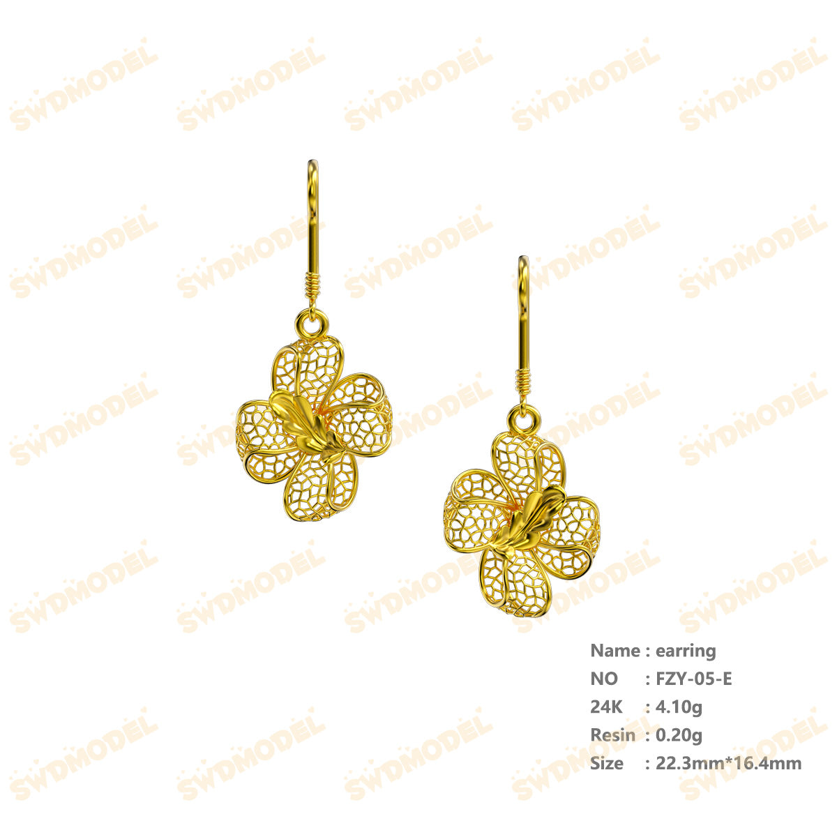 Jewelry set Filigree Earrings White Wax Casting Resin 3D Printing Service   FZY-05-E