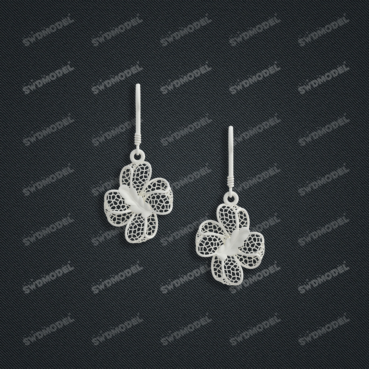 Jewelry set Filigree Earrings White Wax Casting Resin 3D Printing Service   FZY-05-E