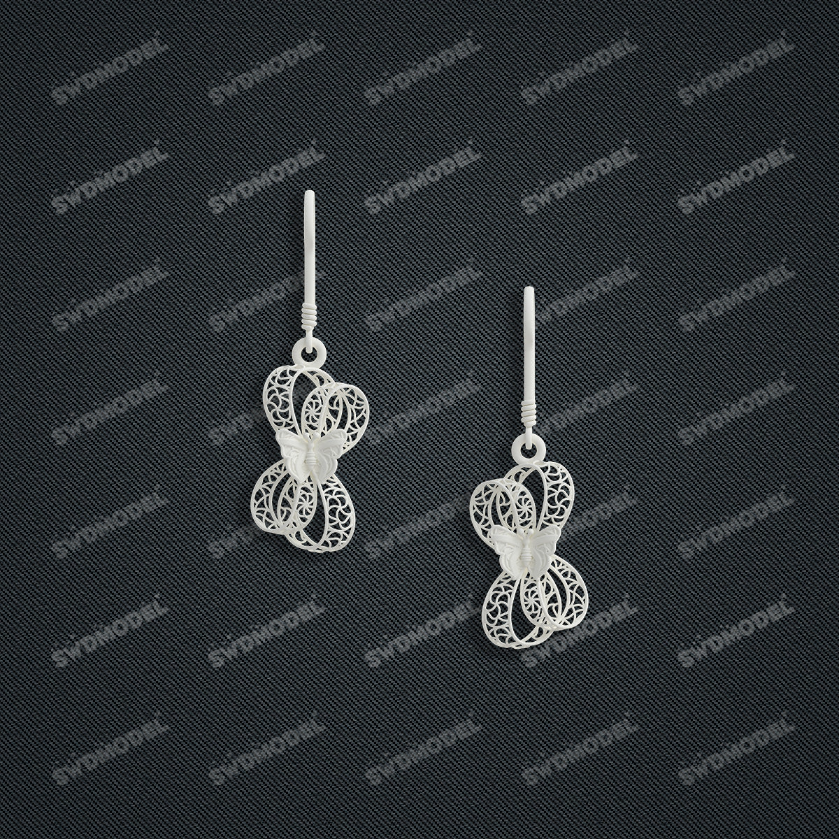 Jewelry set Filigree Earrings White Wax Casting Resin 3D Printing Service   FZY-06-E