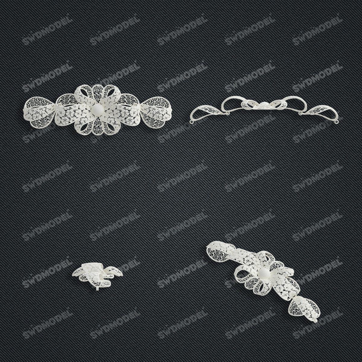 Jewelry set Filigree Bracelet White Wax Casting Resin 3D Printing Service   FZT-07-B
