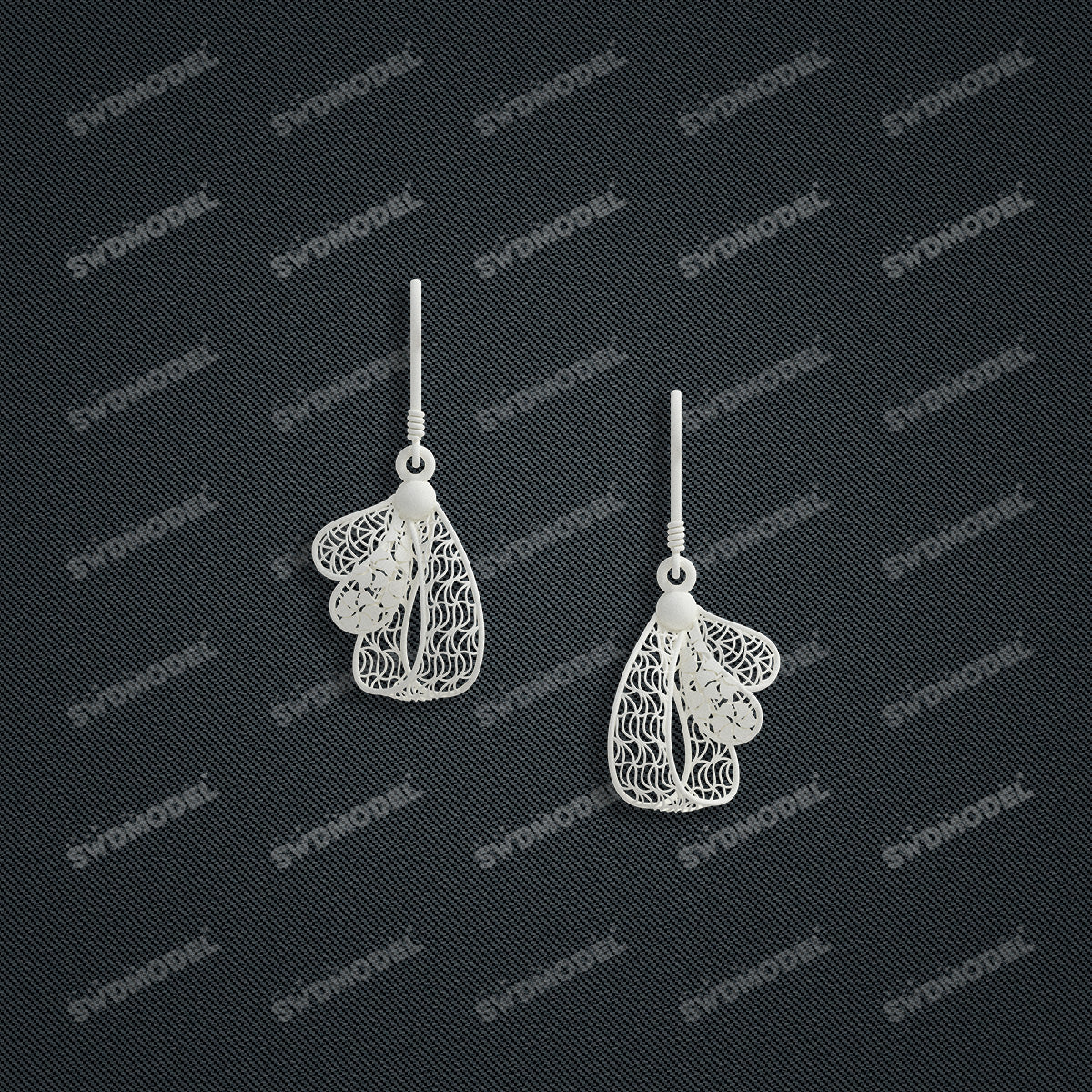 Jewelry set Filigree Earrings White Wax Casting Resin 3D Printing Service   FZY-07-E
