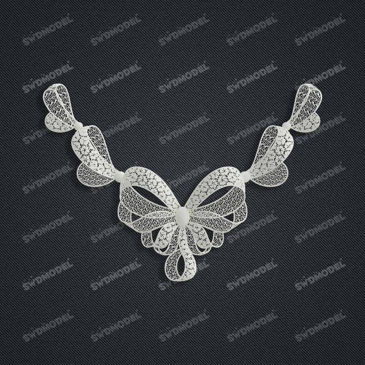 Jewelry set Filigree Necklace White Wax Casting Resin 3D Printing Service  FZY-07-N
