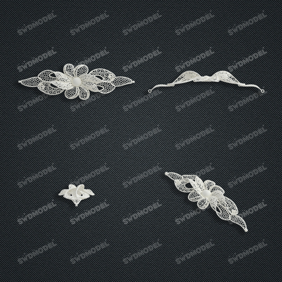 Jewelry set Filigree Bracelet White Wax Casting Resin 3D Printing Service   FZT-08-B