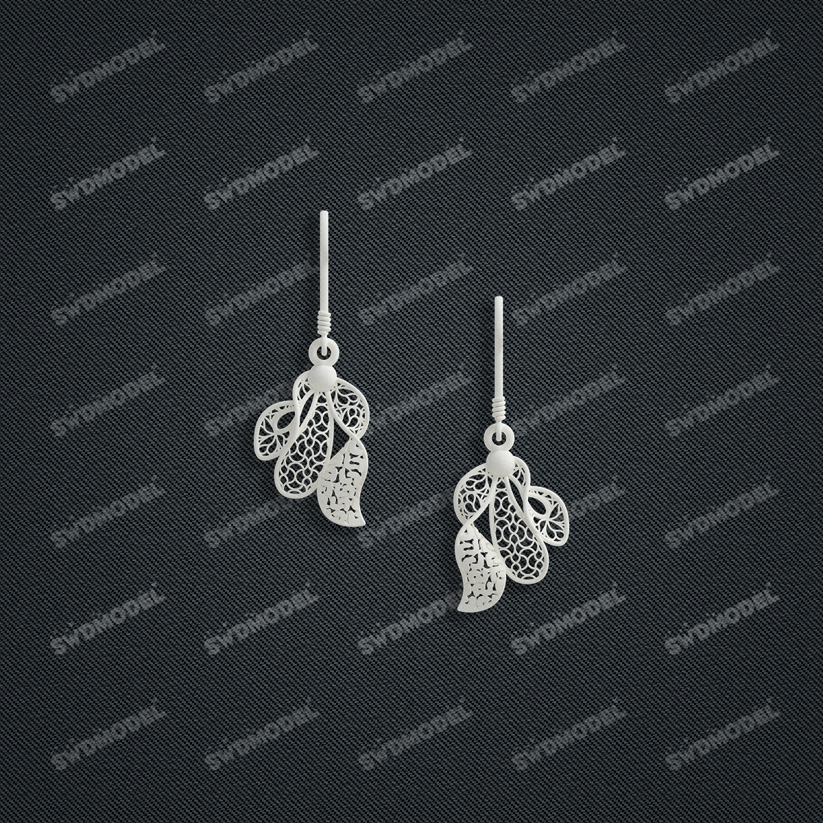 Jewelry set Filigree Earrings White Wax Casting Resin 3D Printing Service   FZY-08-E