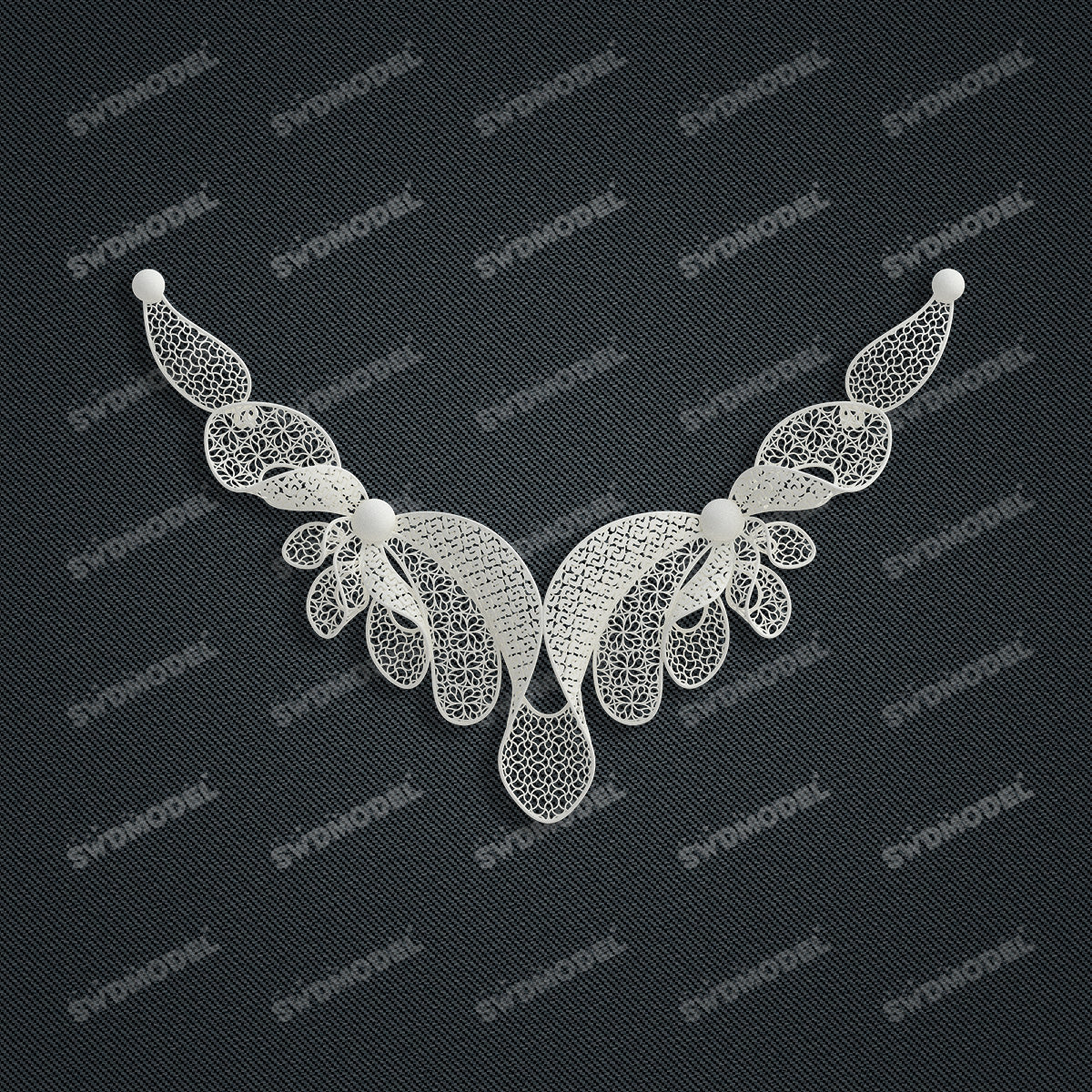 Jewelry set Filigree Necklace White Wax Casting Resin 3D Printing Service  FZY-08-N