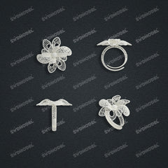 Jewelry set Filigree Ring White Wax Casting Resin 3D Printing Service  FZY-08-R