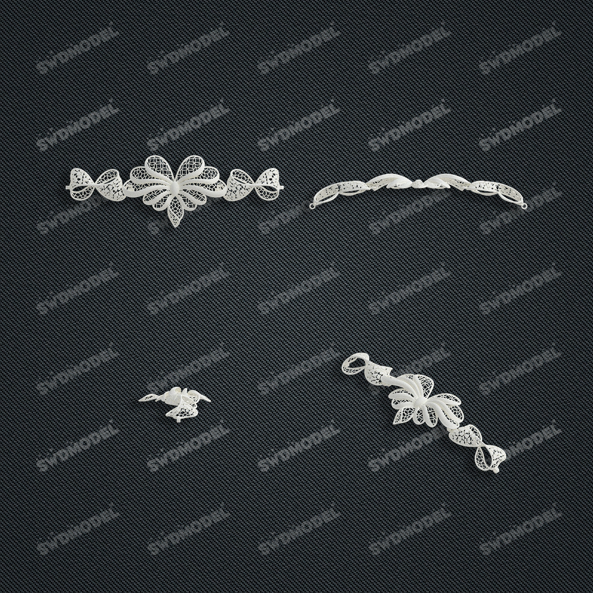 Jewelry set Filigree Bracelet White Wax Casting Resin 3D Printing Service   FZT-09-B
