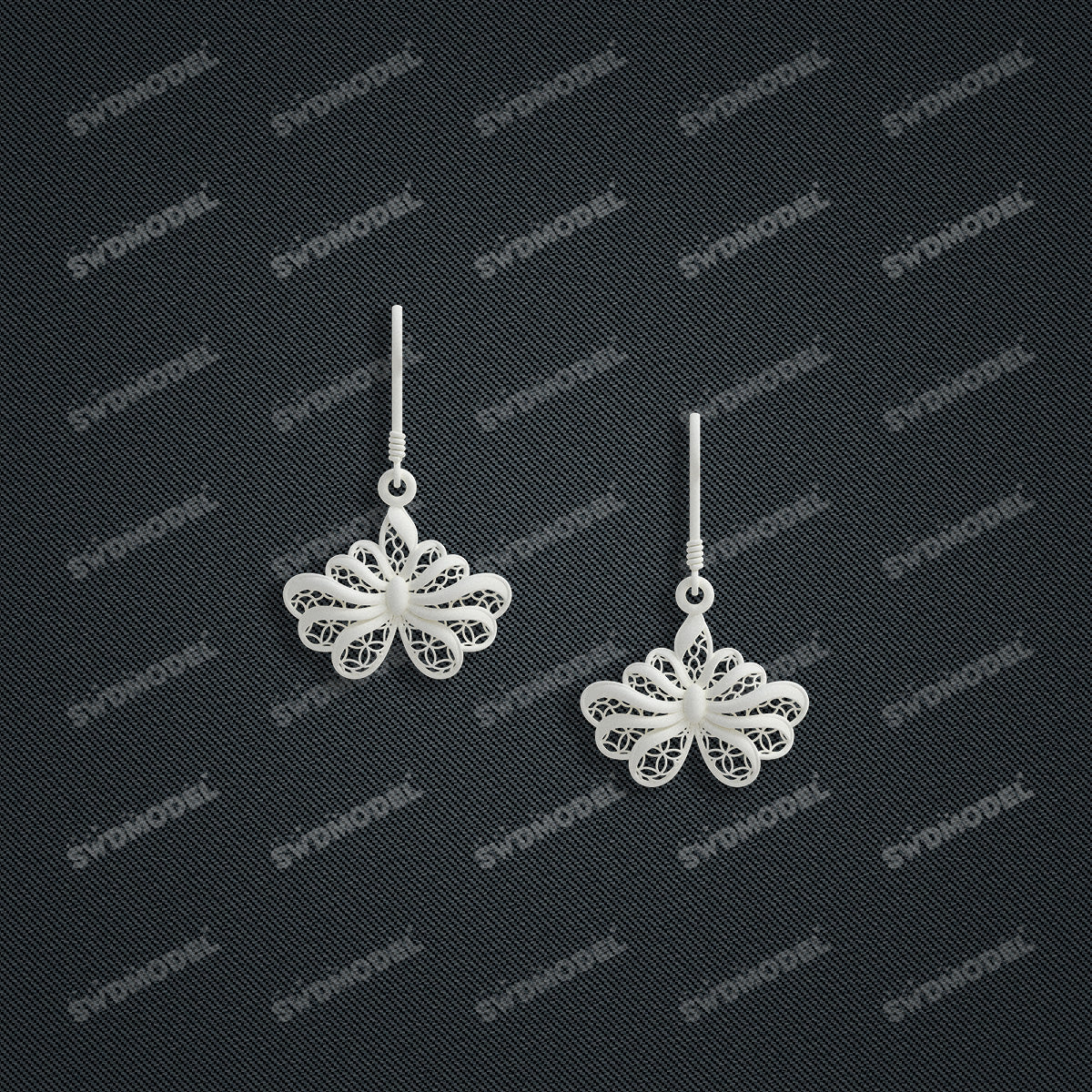 Jewelry set Filigree Earrings White Wax Casting Resin 3D Printing Service   FZY-09-E