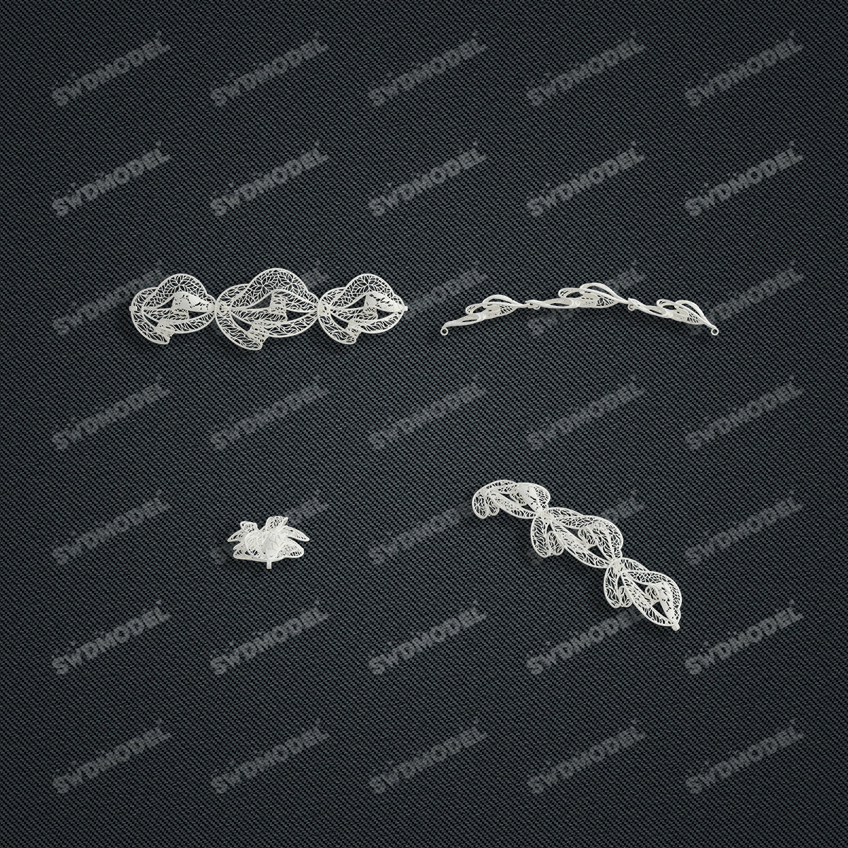 Jewelry set Filigree Bracelet White Wax Casting Resin 3D Printing Service   FZT-10-B