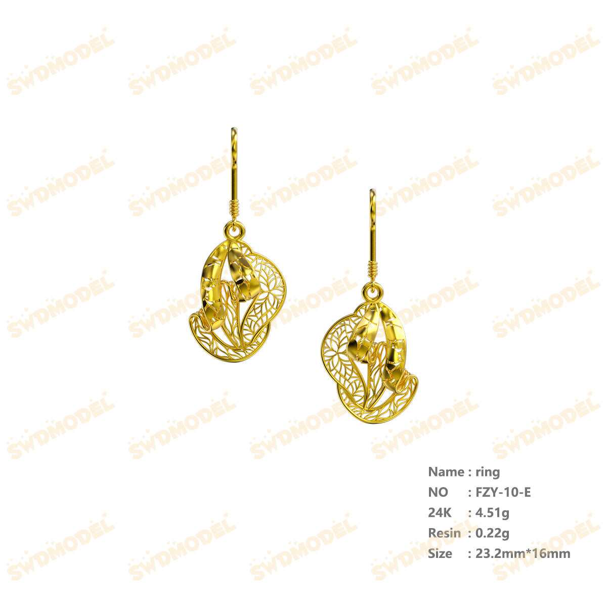 Jewelry set Filigree Earrings White Wax Casting Resin 3D Printing Service   FZY-10-E