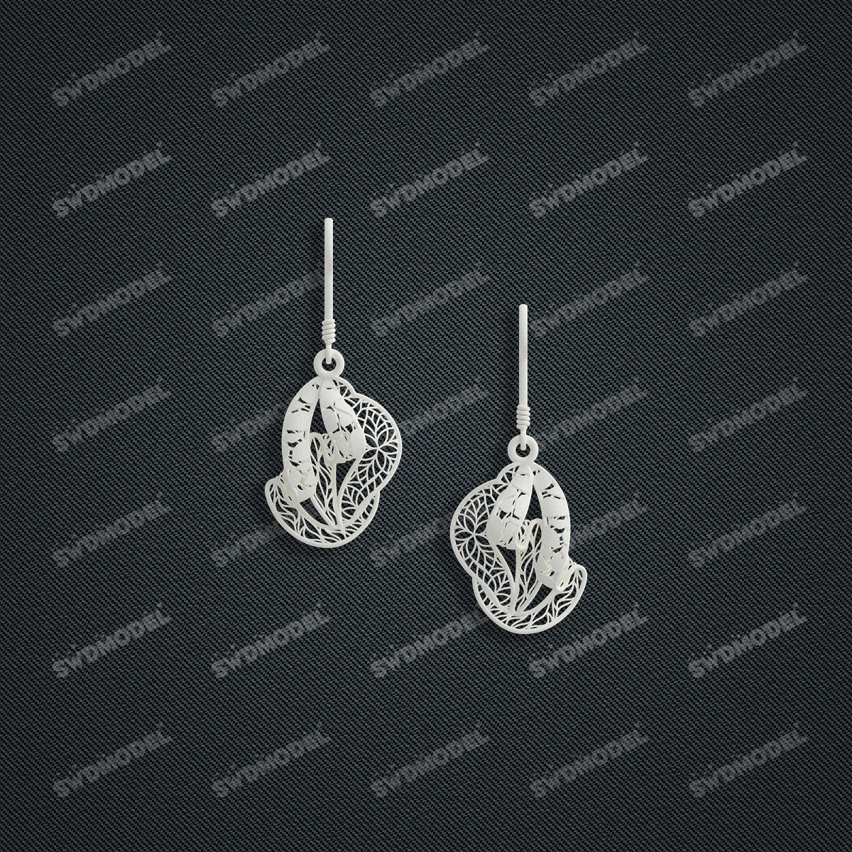 Jewelry set Filigree Earrings White Wax Casting Resin 3D Printing Service   FZY-10-E