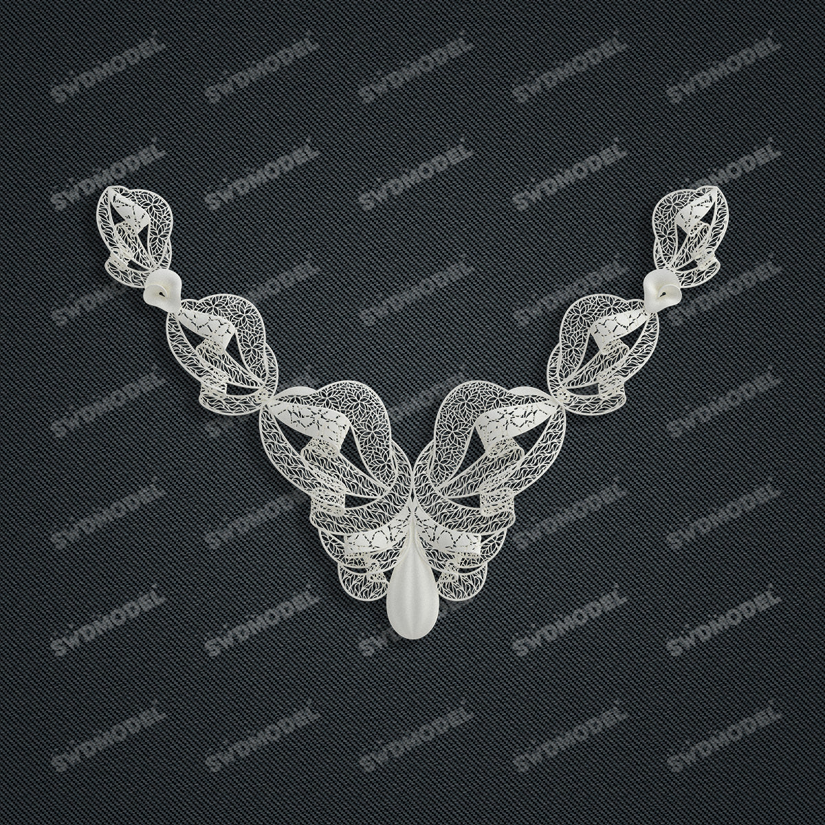 Jewelry set Filigree Necklace White Wax Casting Resin 3D Printing Service  FZY-10-N