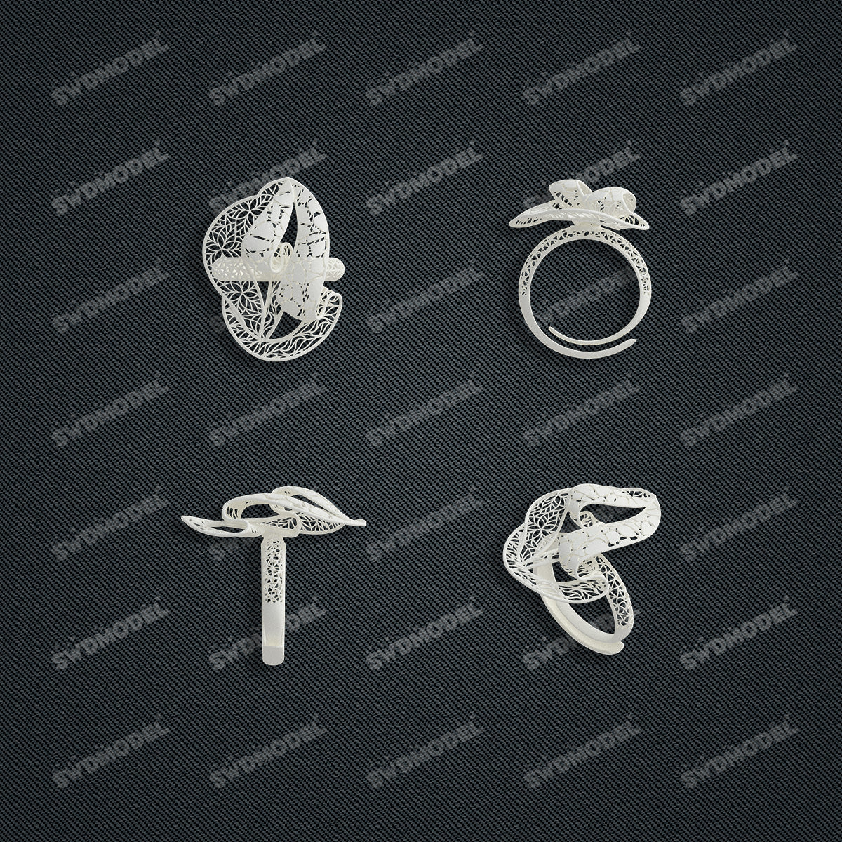 Jewelry set Filigree Ring White Wax Casting Resin 3D Printing Service  FZY-10-R