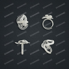 Jewelry set Filigree Ring White Wax Casting Resin 3D Printing Service  FZY-10-R