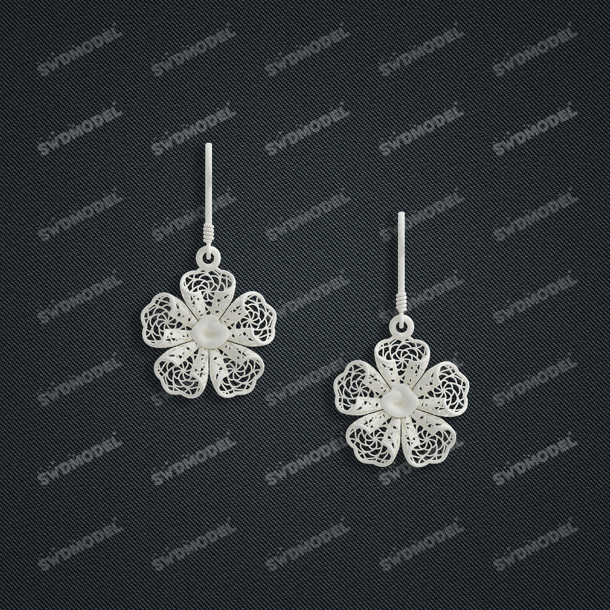 Jewelry set Filigree Earrings White Wax Casting Resin 3D Printing Service   HFR-01-E