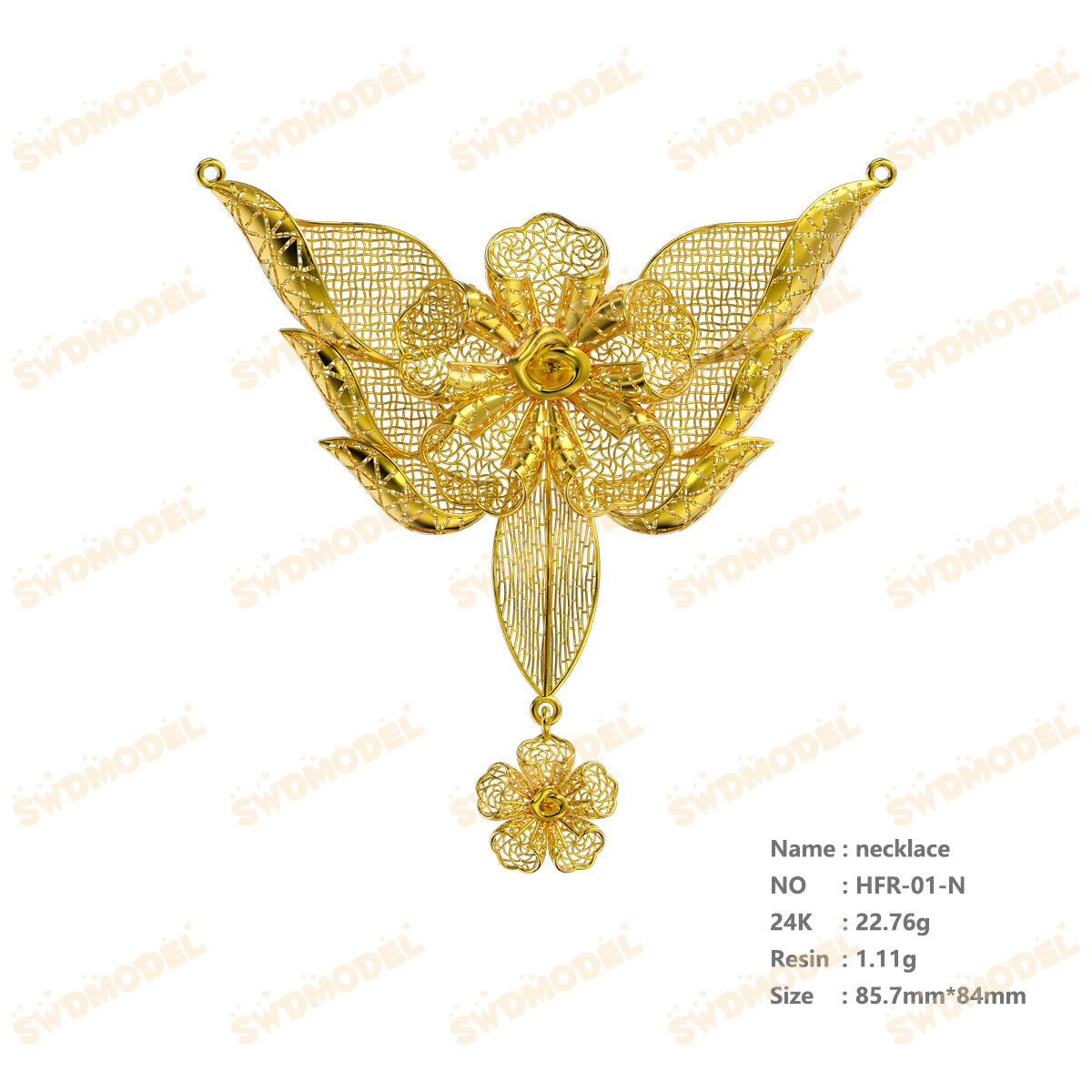 Jewelry set  Filigree Set   White Wax Casting Resin 3D Printing Service  HFR-01