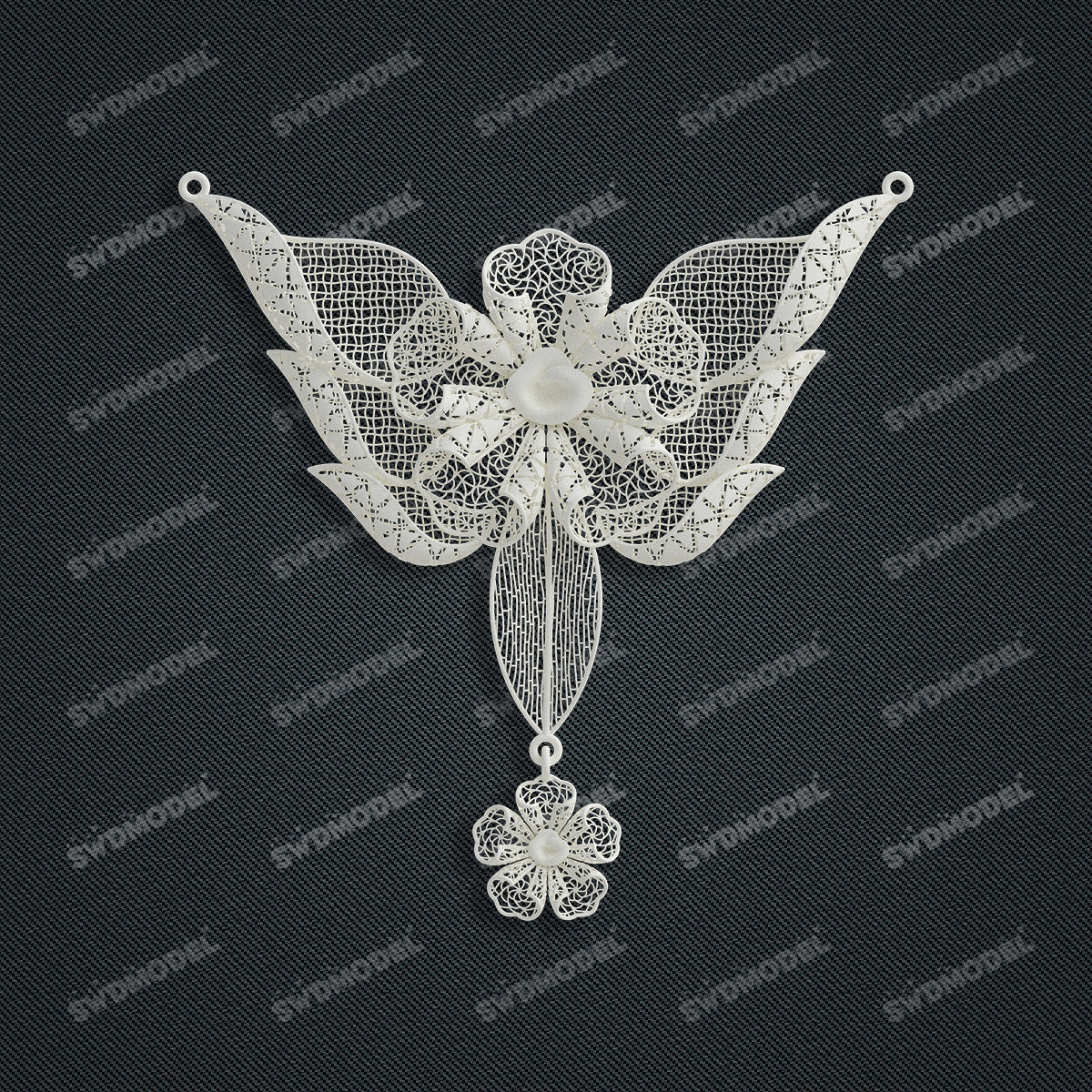 Jewelry set Filigree Necklace White Wax Casting Resin 3D Printing Service  HFR-01-N