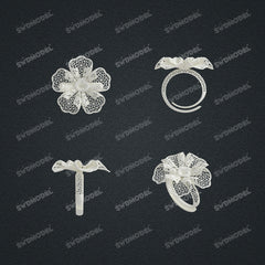 Jewelry set Filigree Ring White Wax Casting Resin 3D Printing Service  HFR-01-R