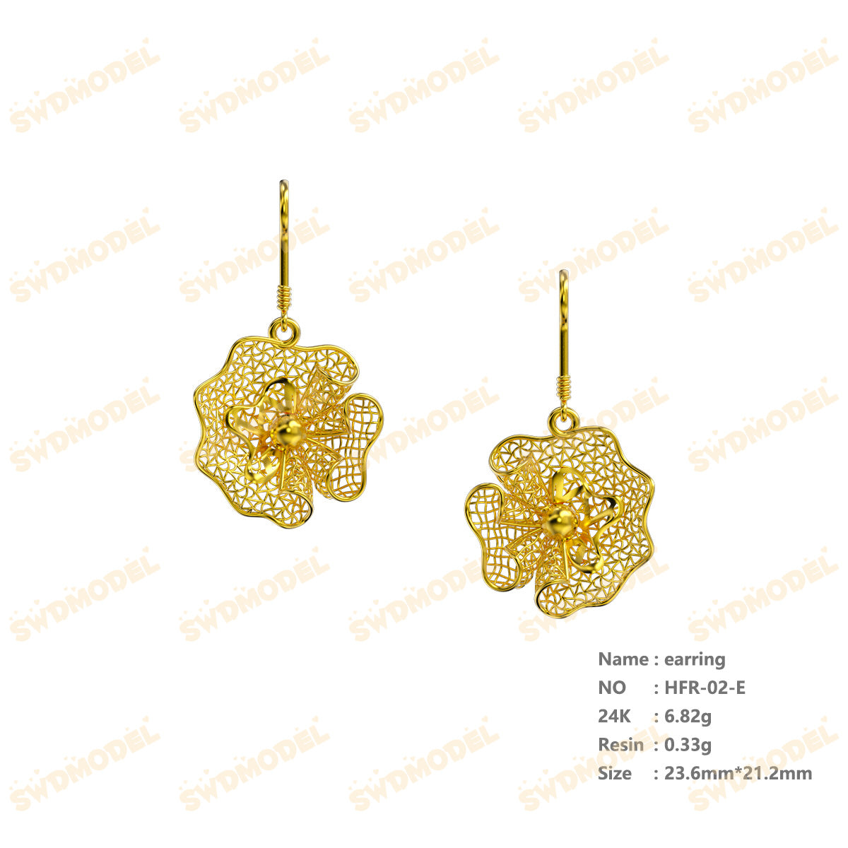 Jewelry set  Filigree Set   White Wax Casting Resin 3D Printing Service  HFR-02