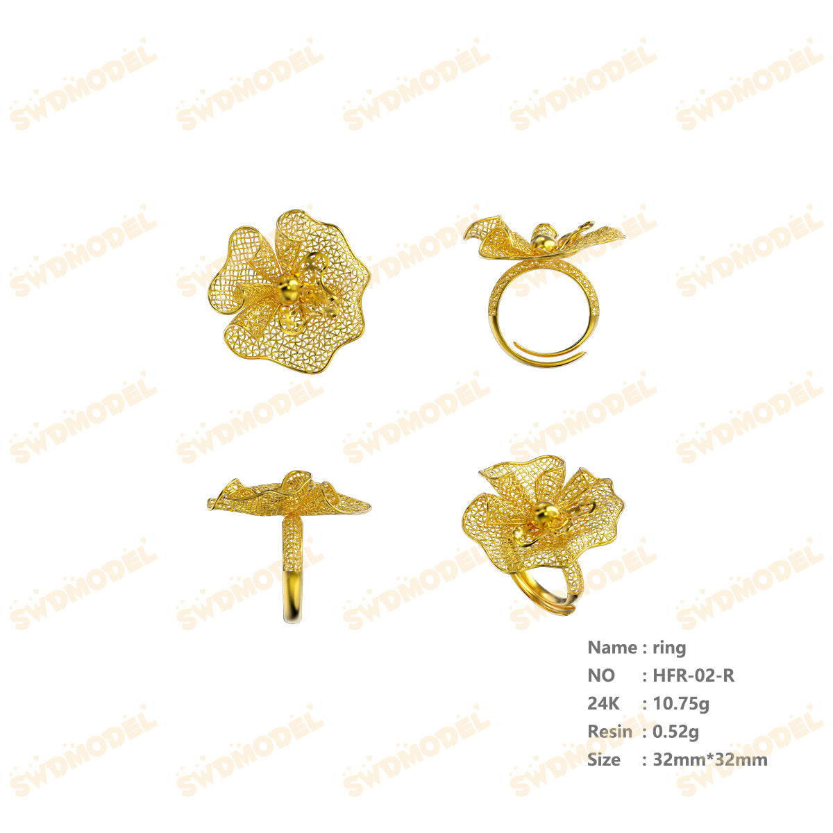 Jewelry set  Filigree Set   White Wax Casting Resin 3D Printing Service  HFR-02