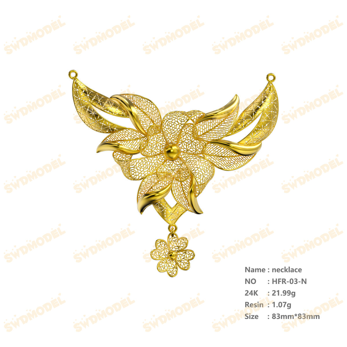 Jewelry set  Filigree Set   White Wax Casting Resin 3D Printing Service  HFR-03
