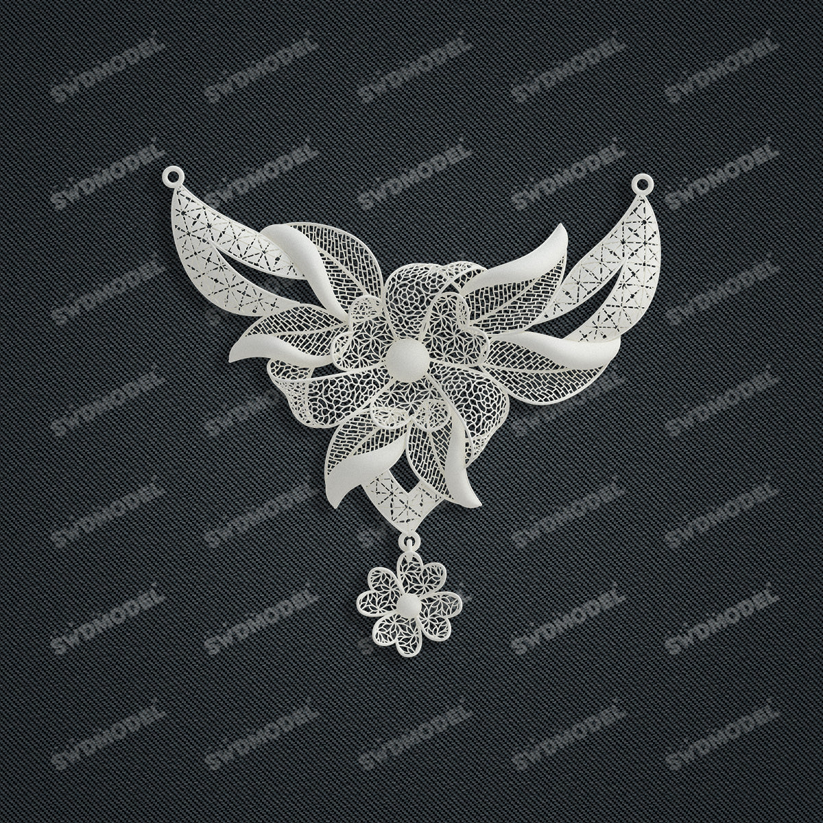 Jewelry set Filigree Necklace White Wax Casting Resin 3D Printing Service  HFR-03-N